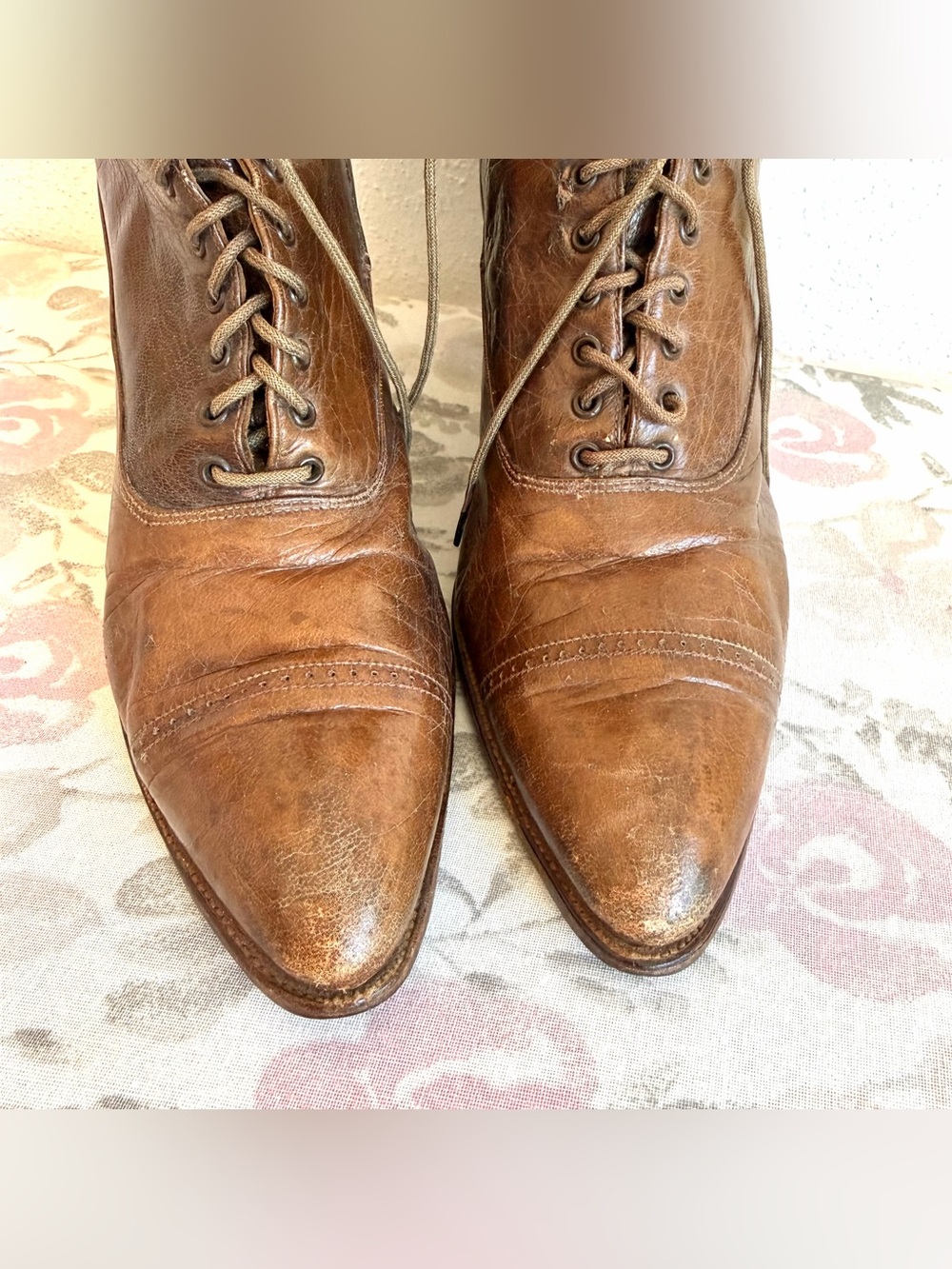 Antique VICTORIAN LEATHER BOOTS Brown Witchy Laced Vintage Martha Washington 6.5 - Picture 5 of 13